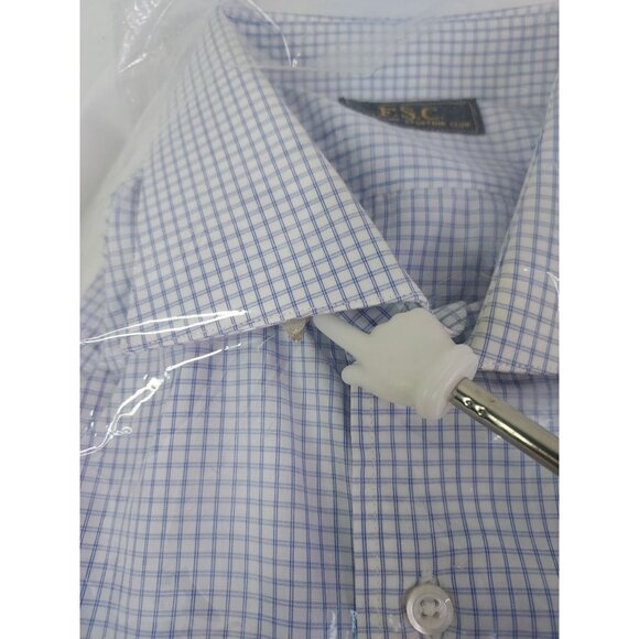 Freemans Sporting Club FSC Blue Checked Dress English Spread Shirt Men's 15-34 - Picture 4 of 6